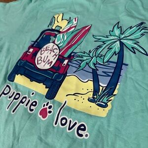Puppie Love Beach Bum Short Sleeve T-Shirt Size Medium